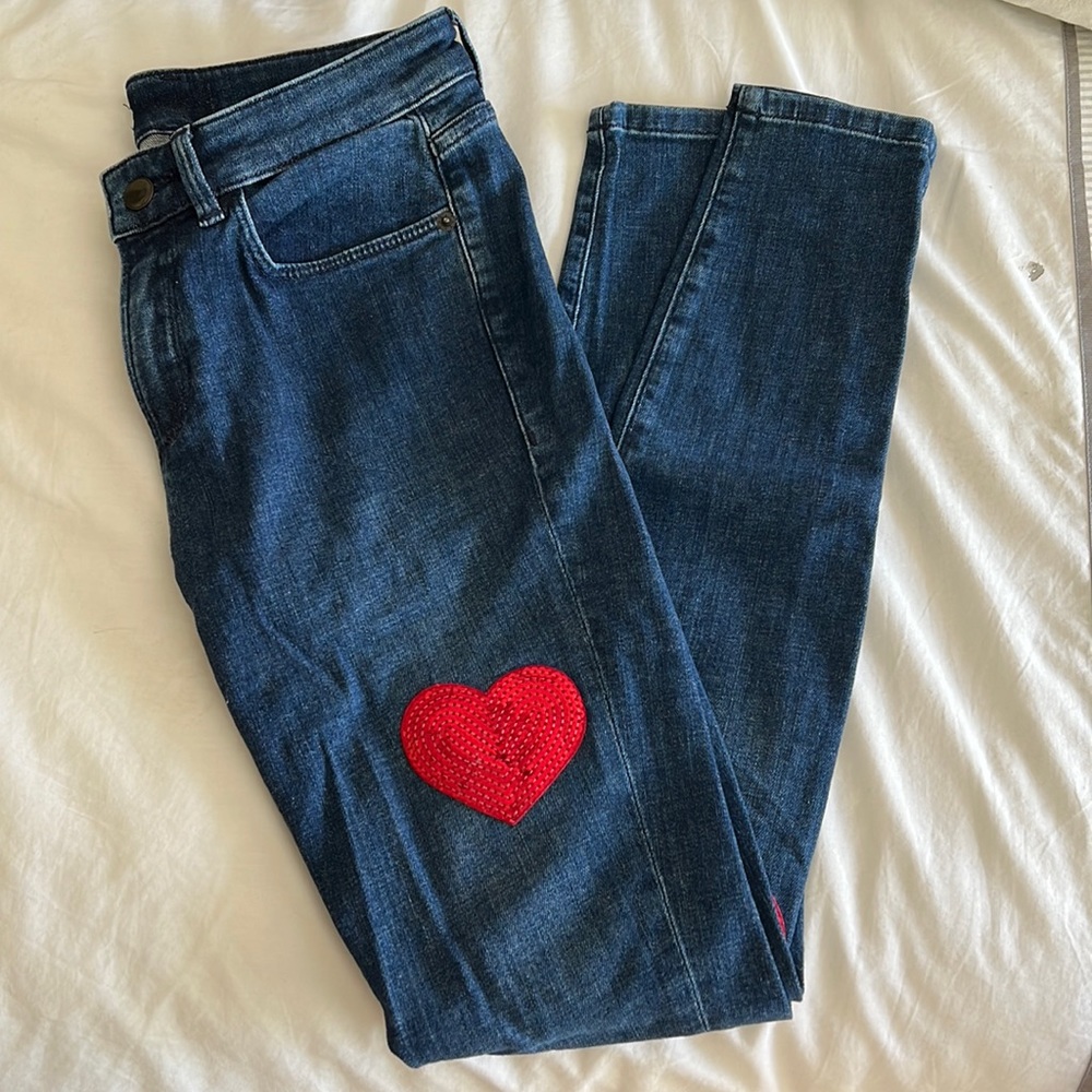 Unemployed Denim Skinny Jeans - with sequin hearts